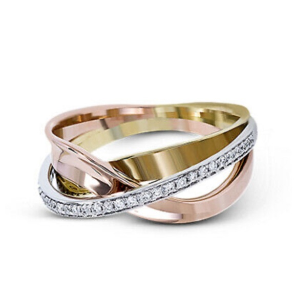 New Elegant Tricolor 925 Silver Ring - Picture 2 of 10